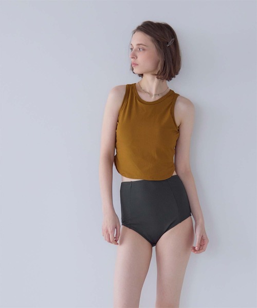 SEA DRESS（シードレス）の「3点セット/ショートパンツ×タンクトップビキニ/水着（水着・レディース・ブラウン/オフホワイト/ブラック/キャメル/ライトブルー・M/LL/L/S）」の21枚目の写真