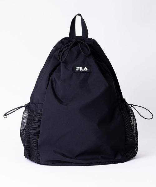 FILA（フィラ）の「FILA フィラ ブランド ロゴ 刺繍 大容量 軽量 ナイロン ドローコード 2WAY リュックサック バックパック ワンショルダー 約33L（バックパック/リュック・メンズ・ブラック/ベージュ/グレー・FREE）」の2枚目の写真