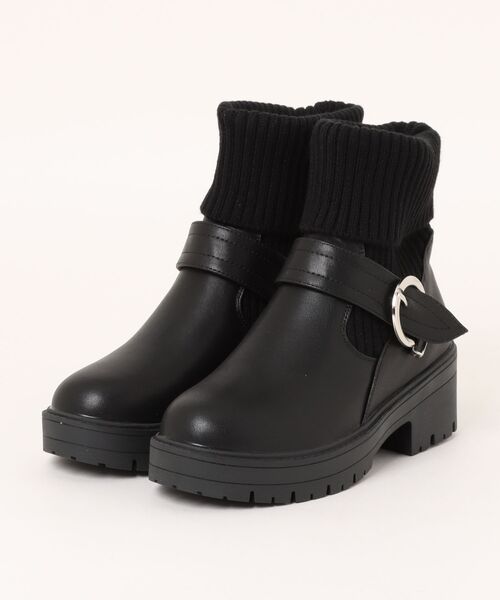 STYLEBLOCK（スタイルブロック）の「ソックス切替ショートブーツ（ブーツ・レディース・ブラック/オフホワイト/ブラック系その他/ホワイト系その他・37/38/40/39/36/35）」の11枚目の写真