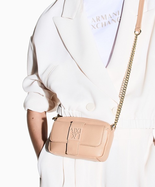 Armani Exchange ショルダーバッグ ベージュ A|X アルマーニ エクスチェンジ】＜オンライン限定＞BOXロゴバックル