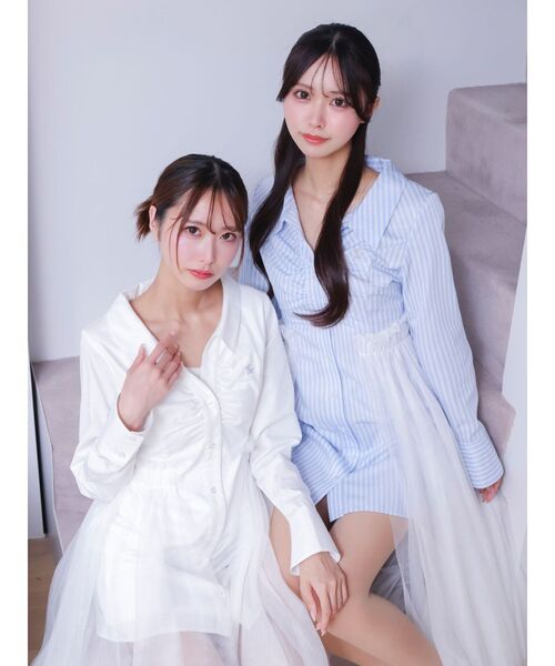 EATME(イートミー)の「チュールドッキングシャツワンピース(ワンピース・レディース・オフホワイト/ブルー/イエロー・SMALL/MEDIUM)」の13枚目の写真