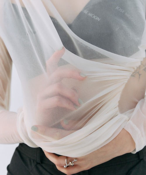 JOSE MOON(ジョゼムーン)の「SHEER CUTSEW/シアーカットソー(Tシャツ/カットソー・レディース・ホワイト/ブラック/ミント・FREE)」の16枚目の写真