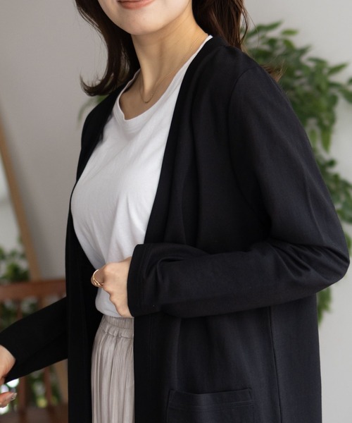 NAVY（ネイビー）の「NAVY SARARI UVトッパーカーディガン（カーディガン/ボレロ・レディース・グレー/ブラック/グレイッシュベージュ/サックスブルー系1・M/L/XL）」の12枚目の写真