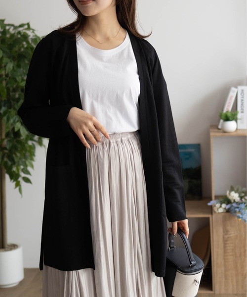 NAVY（ネイビー）の「NAVY SARARI UVトッパーカーディガン（カーディガン/ボレロ・レディース・グレー/ブラック/グレイッシュベージュ/サックスブルー系1・M/L/XL）」の11枚目の写真