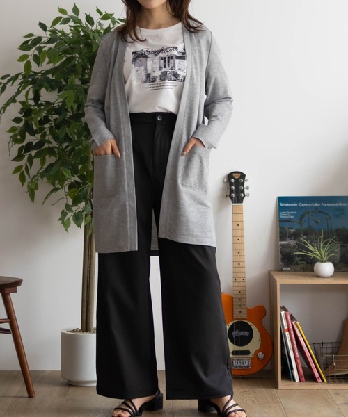 NAVY（ネイビー）の「NAVY SARARI UVトッパーカーディガン（カーディガン/ボレロ・レディース・グレー/ブラック/グレイッシュベージュ/サックスブルー系1・M/L/XL）」の5枚目の写真