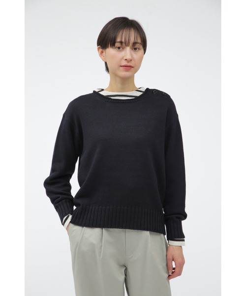MHL.(エムエイチエル)の「CONTRAST COTTON LINEN(ニット/セーター・レディース・ベージュ系その他3/ネイビー系1・2)」の2枚目の写真
