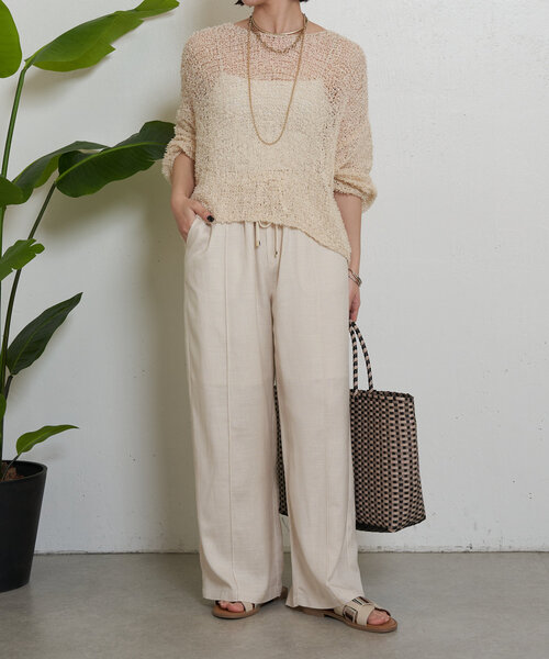 Jena espace merveilleux（ジェナ　エスパスメルヴェイユ）の「【サイズ展開あり】リネンイージーパンツ（その他パンツ・レディース・グレー/チャコールグレー/ベージュ・2/1）」の9枚目の写真