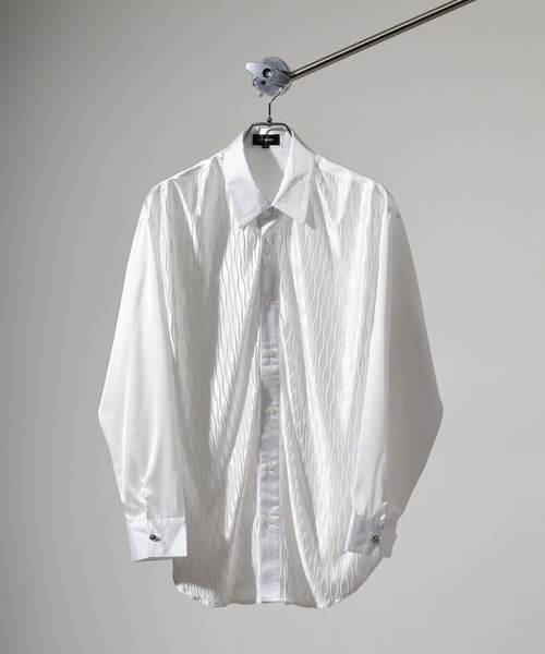 REGIEVO（レジエボ）の「Satin jacquard long sleeve shirt / サテンジャガード 長袖シャツ unisex（シャツ/ブラウス・メンズ・ブラック/ホワイト・M/L）」の4枚目の写真