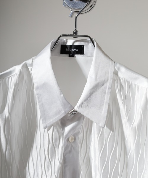 REGIEVO（レジエボ）の「Satin jacquard long sleeve shirt / サテンジャガード 長袖シャツ unisex（シャツ/ブラウス・メンズ・ブラック/ホワイト・M/L）」の5枚目の写真