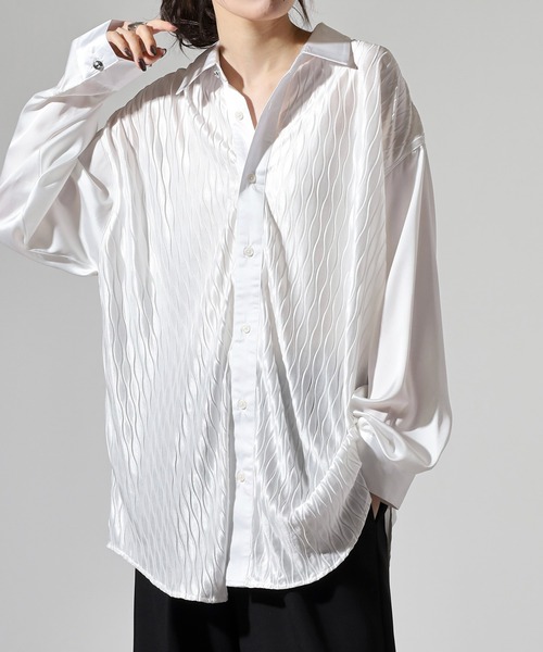 REGIEVO（レジエボ）の「Satin jacquard long sleeve shirt / サテンジャガード 長袖シャツ unisex（シャツ/ブラウス・メンズ・ブラック/ホワイト・M/L）」の15枚目の写真