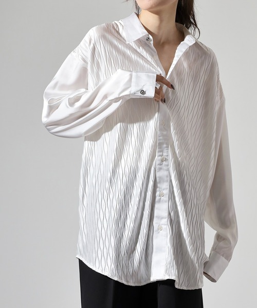 REGIEVO（レジエボ）の「Satin jacquard long sleeve shirt / サテンジャガード 長袖シャツ unisex（シャツ/ブラウス・メンズ・ブラック/ホワイト・M/L）」の16枚目の写真
