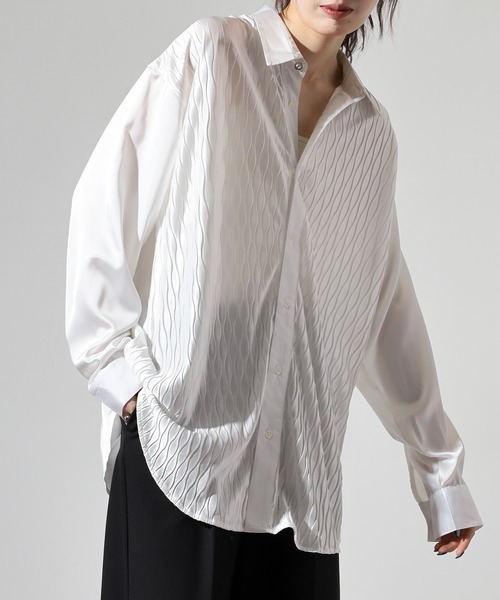 REGIEVO（レジエボ）の「Satin jacquard long sleeve shirt / サテンジャガード 長袖シャツ unisex（シャツ/ブラウス・メンズ・ブラック/ホワイト・M/L）」の17枚目の写真