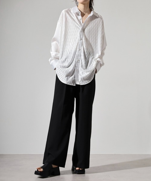REGIEVO（レジエボ）の「Satin jacquard long sleeve shirt / サテンジャガード 長袖シャツ unisex（シャツ/ブラウス・メンズ・ブラック/ホワイト・M/L）」の18枚目の写真
