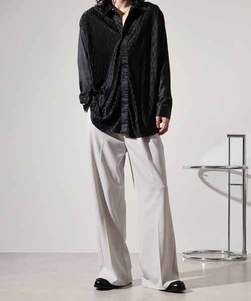 REGIEVO（レジエボ）の「Satin jacquard long sleeve shirt / サテンジャガード 長袖シャツ unisex（シャツ/ブラウス・メンズ・ブラック/ホワイト・M/L）」の22枚目の写真