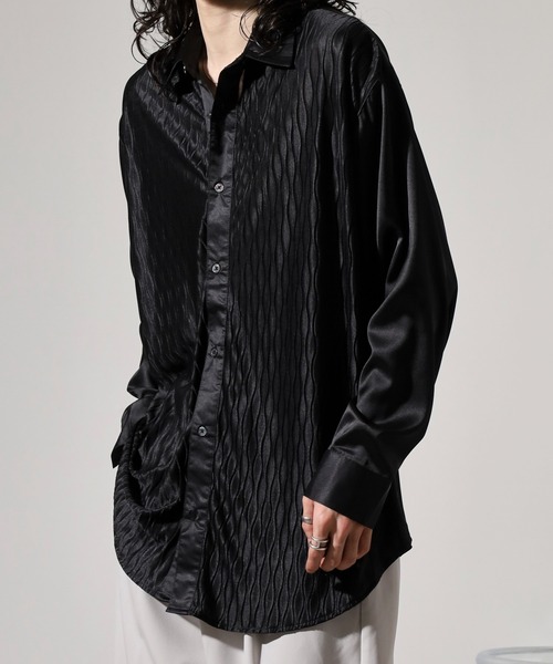 REGIEVO（レジエボ）の「Satin jacquard long sleeve shirt / サテンジャガード 長袖シャツ unisex（シャツ/ブラウス・メンズ・ブラック/ホワイト・M/L）」の20枚目の写真