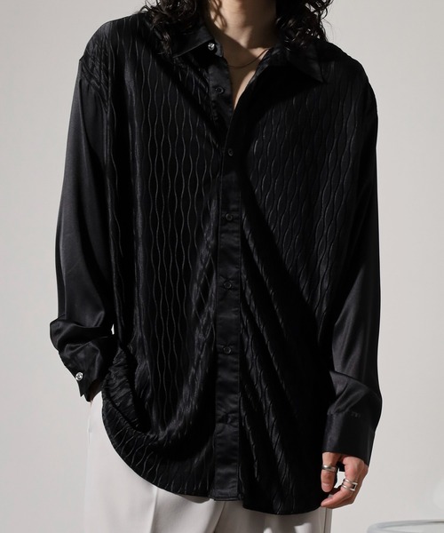 REGIEVO（レジエボ）の「Satin jacquard long sleeve shirt / サテンジャガード 長袖シャツ unisex（シャツ/ブラウス・メンズ・ブラック/ホワイト・M/L）」の21枚目の写真