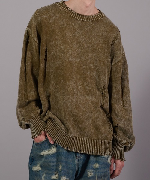 セール】Vintage Like Damage Knit ヴィンテージライクダメージ