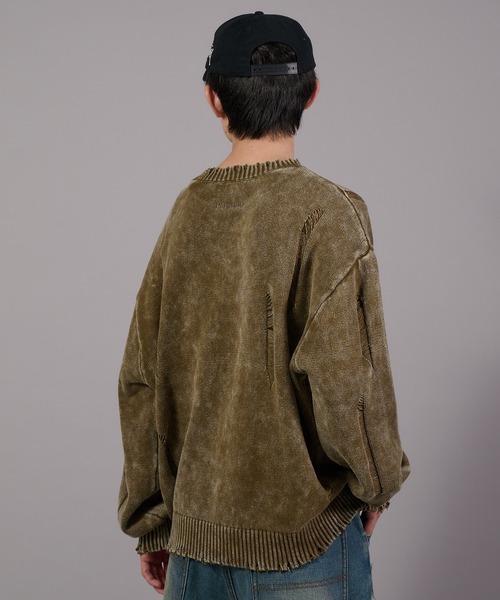 Perushu(ペルーシュ)の「Vintage Like Damage Knit ヴィンテージライクダメージニット(ニット/セーター・メンズ・ネイビー/ブラウン/ブラック・LARGE/MEDIUM)」の21枚目の写真
