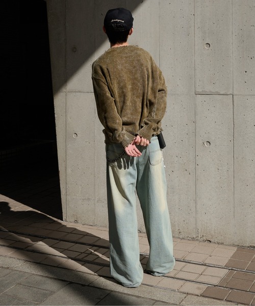 Perushu(ペルーシュ)の「Vintage Like Damage Knit ヴィンテージライクダメージニット(ニット/セーター・メンズ・ネイビー/ブラウン/ブラック・LARGE/MEDIUM)」の11枚目の写真