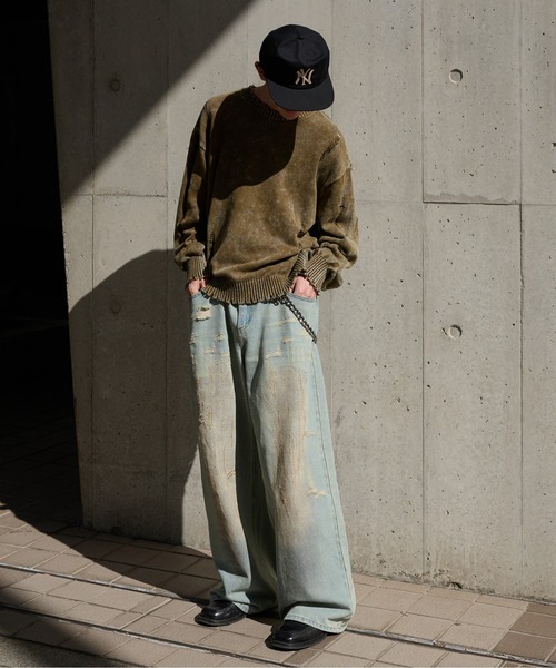 Perushu(ペルーシュ)の「Vintage Like Damage Knit ヴィンテージライクダメージニット(ニット/セーター・メンズ・ネイビー/ブラウン/ブラック・LARGE/MEDIUM)」の10枚目の写真