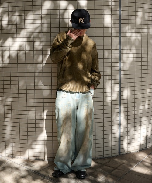 Perushu(ペルーシュ)の「Vintage Like Damage Knit ヴィンテージライクダメージニット(ニット/セーター・メンズ・ネイビー/ブラウン/ブラック・LARGE/MEDIUM)」の14枚目の写真