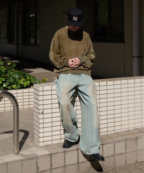 Perushu(ペルーシュ)の「Vintage Like Damage Knit ヴィンテージライクダメージニット(ニット/セーター・メンズ・ネイビー/ブラウン/ブラック・LARGE/MEDIUM)」の15枚目の写真