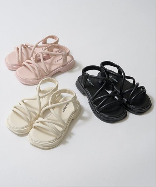 Lycee mine(リセマイン)の「クロスストラップサンダル(サンダル・キッズ・ブラック/アイボリー/ピンク・L/LL/S/M/SS)」の7枚目の写真