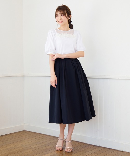 Rose Tiara(ローズティアラ)の「タックフレアスカート(スカート・レディース・ブラック/ピンク/グリーン・38/42/46)」の2枚目の写真
