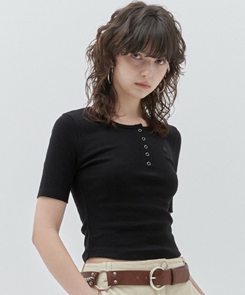 レディース 半袖Tシャツ★キルシ★スリムフィット COLLAR KIRSH BUTTON POINT SLIM FIT COLLAR T-SHIRT ボタン ポイント