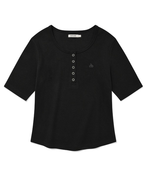 ★KIRSH★ Kirsch Plain Slim Fit Henley Neck T-Shirt Melange MUSINSA | KIRSH Kirsch Plain Slim Fit Henley Neck T-Shirt