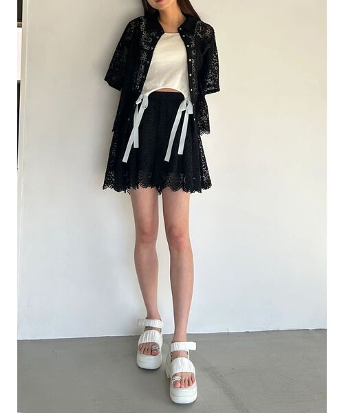 CALNAMUR（カルナムール）の「FLOWER LACE CULOTTES/フラワーレースキュロット（スカート・レディース・ホワイト/レッド/ブラック・FREE）」の5枚目の写真