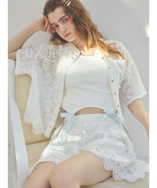 CALNAMUR（カルナムール）の「FLOWER LACE CULOTTES/フラワーレースキュロット（スカート・レディース・ホワイト/レッド/ブラック・FREE）」の6枚目の写真