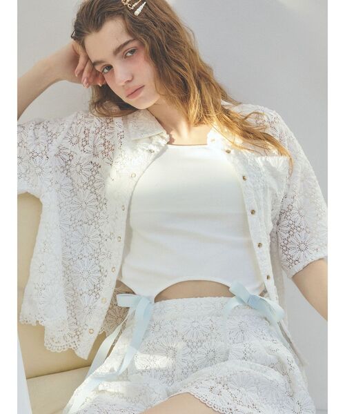 CALNAMUR（カルナムール）の「FLOWER LACE CULOTTES/フラワーレースキュロット（スカート・レディース・ホワイト/レッド/ブラック・FREE）」の7枚目の写真