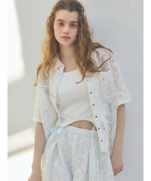 CALNAMUR（カルナムール）の「FLOWER LACE CULOTTES/フラワーレースキュロット（スカート・レディース・ホワイト/レッド/ブラック・FREE）」の10枚目の写真