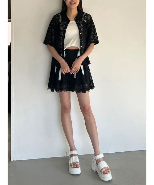 CALNAMUR（カルナムール）の「FLOWER LACE CULOTTES/フラワーレースキュロット（スカート・レディース・ホワイト/レッド/ブラック・FREE）」の15枚目の写真