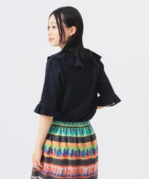 BEAMS BOY | ジャガード フリル ギャザー ショートスリーブ(Tシャツ/カットソー)