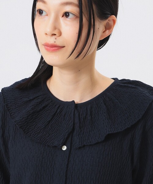 BEAMS BOY(ビームスボーイ)の「ジャガード フリル ギャザー ショートスリーブ(Tシャツ/カットソー・レディース・オフホワイト/ライトグレー/ネイビー・ONE SIZE)」の20枚目の写真