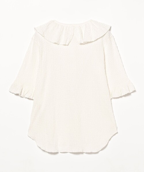 BEAMS BOY(ビームスボーイ)の「ジャガード フリル ギャザー ショートスリーブ(Tシャツ/カットソー・レディース・オフホワイト/ライトグレー/ネイビー・ONE SIZE)」の15枚目の写真