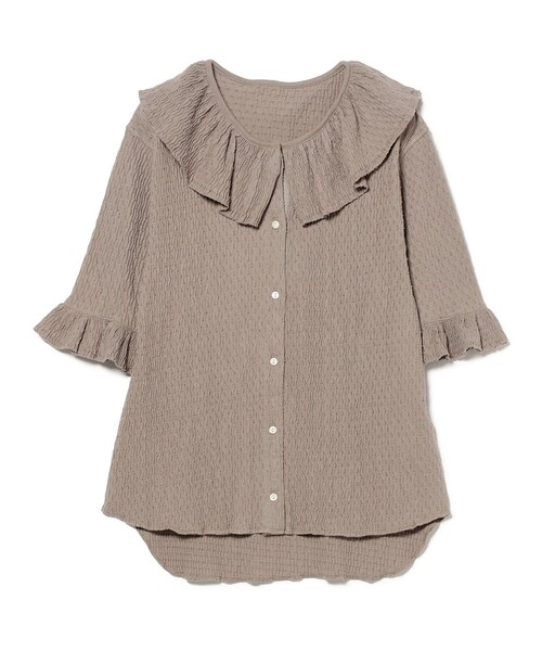 【BEAMS BOY】ジャガードフリルブラウス BEAMS WOMEN｜【7/25再値下げ】ジャガード フリル ギャザー