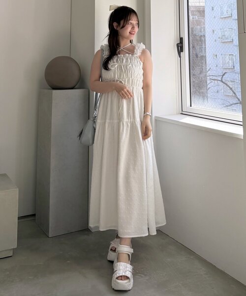 OLIVE des OLIVE（オリーブデオリーブ）の「Yui ふわもてワンピース（ワンピース・レディース・アイボリー/サックスブルー/オフホワイト/ブラック/ブラック系その他・FREE）」の6枚目の写真