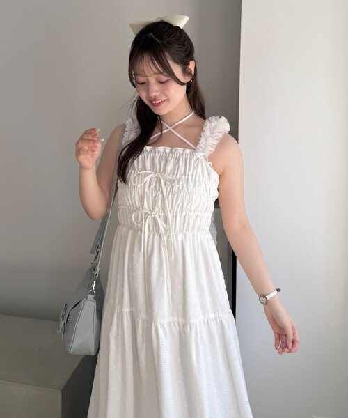 OLIVE des OLIVE（オリーブデオリーブ）の「Yui ふわもてワンピース（ワンピース・レディース・アイボリー/サックスブルー/オフホワイト/ブラック/ブラック系その他・FREE）」の11枚目の写真