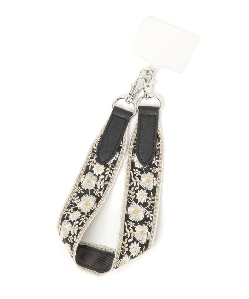 GLOBAL WORK(グローバルワーク)の「刺繍テープスマホストラップ/327811(スマホグッズ・レディース・ベージュ/ブラック/グレー/グレイッシュベージュ・ONE SIZE)」の1枚目の写真