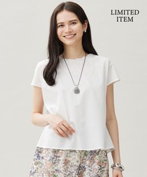 極美品♡ 自由区ボーダーブラウス　イタリア　大きいサイズ　定価¥28490 セール】 【洗える】カットジャカード ボウタイブラウス