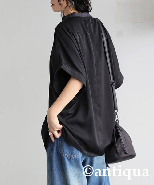 antiqua(アンティカ)の「レース襟ドルマントップス(シャツ/ブラウス・レディース・ブラック/オフホワイト・ONESIZE)」の12枚目の写真