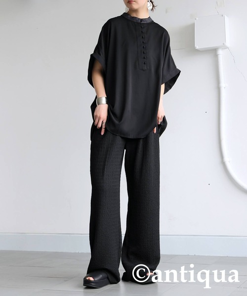 antiqua(アンティカ)の「レース襟ドルマントップス(シャツ/ブラウス・レディース・ブラック/オフホワイト・ONESIZE)」の14枚目の写真