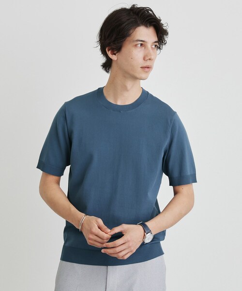 TAKEO KIKUCHI(タケオキクチ)の「テーラードニット プルオーバー(Tシャツ/カットソー・メンズ・ブルー/ブラウン系その他/ライトグレー/ネイビー・02/03/04)」の1枚目の写真