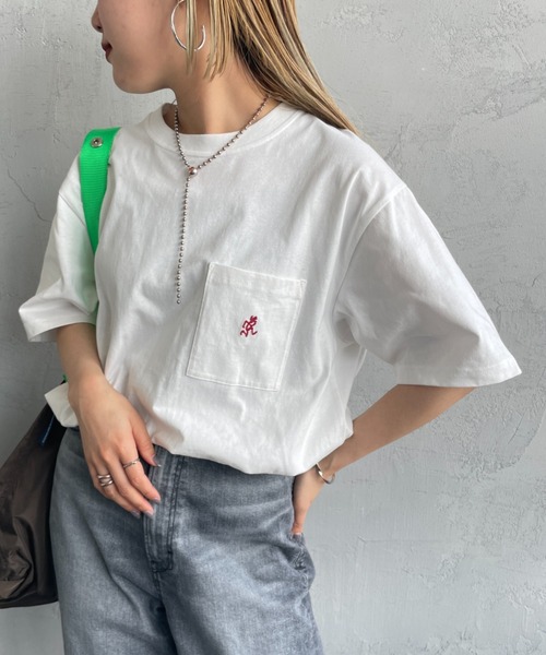 tシャツ 「GRAMICCI/グラミチ」 ワンポイント刺繍ロゴ ショートスリーブポケットTシャツ レディース メンズ GRAMICCI/グラミチ] ワンポイント刺繍ロゴ ショートスリーブ