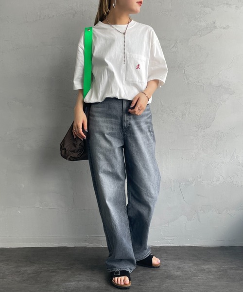 Gramicci（グラミチ）の「[GRAMICCI/グラミチ] ワンポイント刺繍ロゴ ショートスリーブポケットTシャツ（Tシャツ/カットソー・レディース・ホワイト/ブラック・M/L/XL）」の3枚目の写真