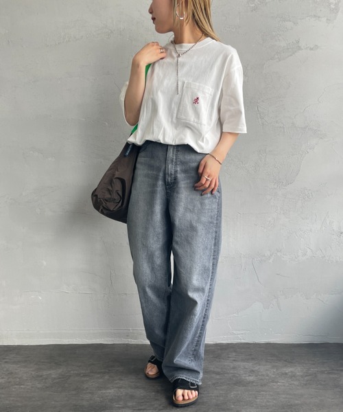 Gramicci（グラミチ）の「[GRAMICCI/グラミチ] ワンポイント刺繍ロゴ ショートスリーブポケットTシャツ（Tシャツ/カットソー・レディース・ホワイト/ブラック・M/L/XL）」の8枚目の写真