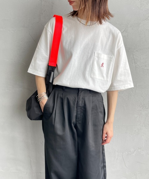 tシャツ 「GRAMICCI/グラミチ」 ワンポイント刺繍ロゴ ショートスリーブポケットTシャツ レディース メンズ Gramicci（グラミチ）の「[GRAMICCI/グラミチ] ワンポイント刺繍